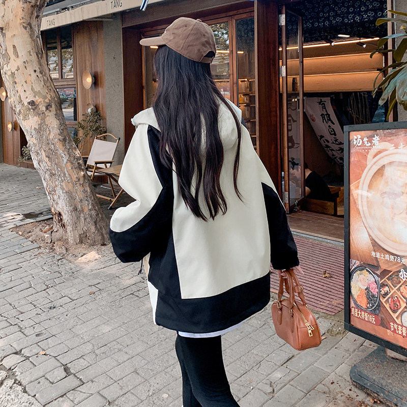 工装冲锋衣拼色加绒外套可脱卸2025冬季2C057-9923-P205-K308,女装派克服,2C057
