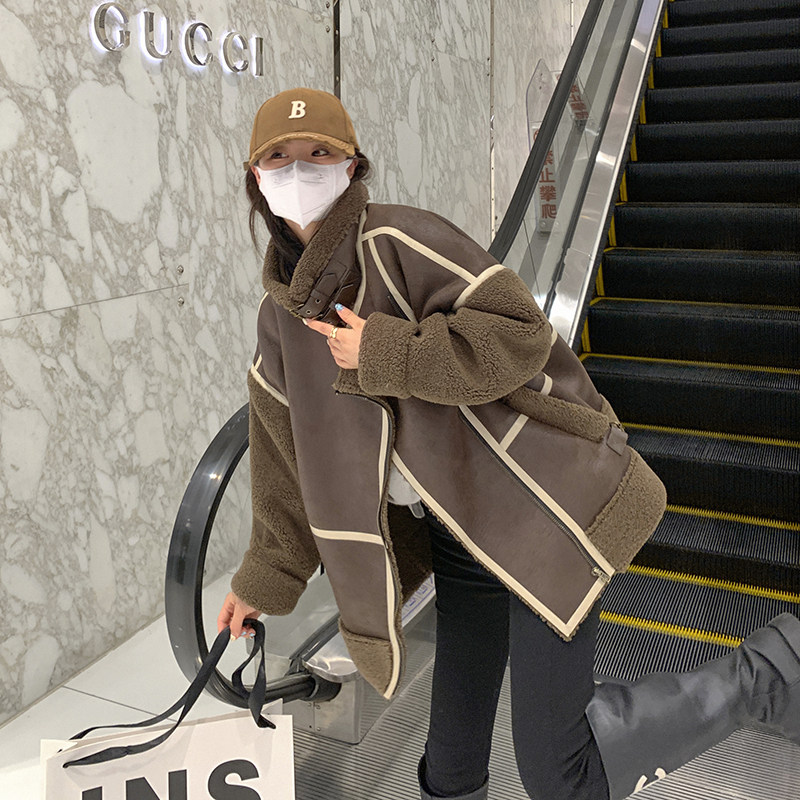 大货！皮毛一体机车服8883-P195-K278,女装皮草,2C025