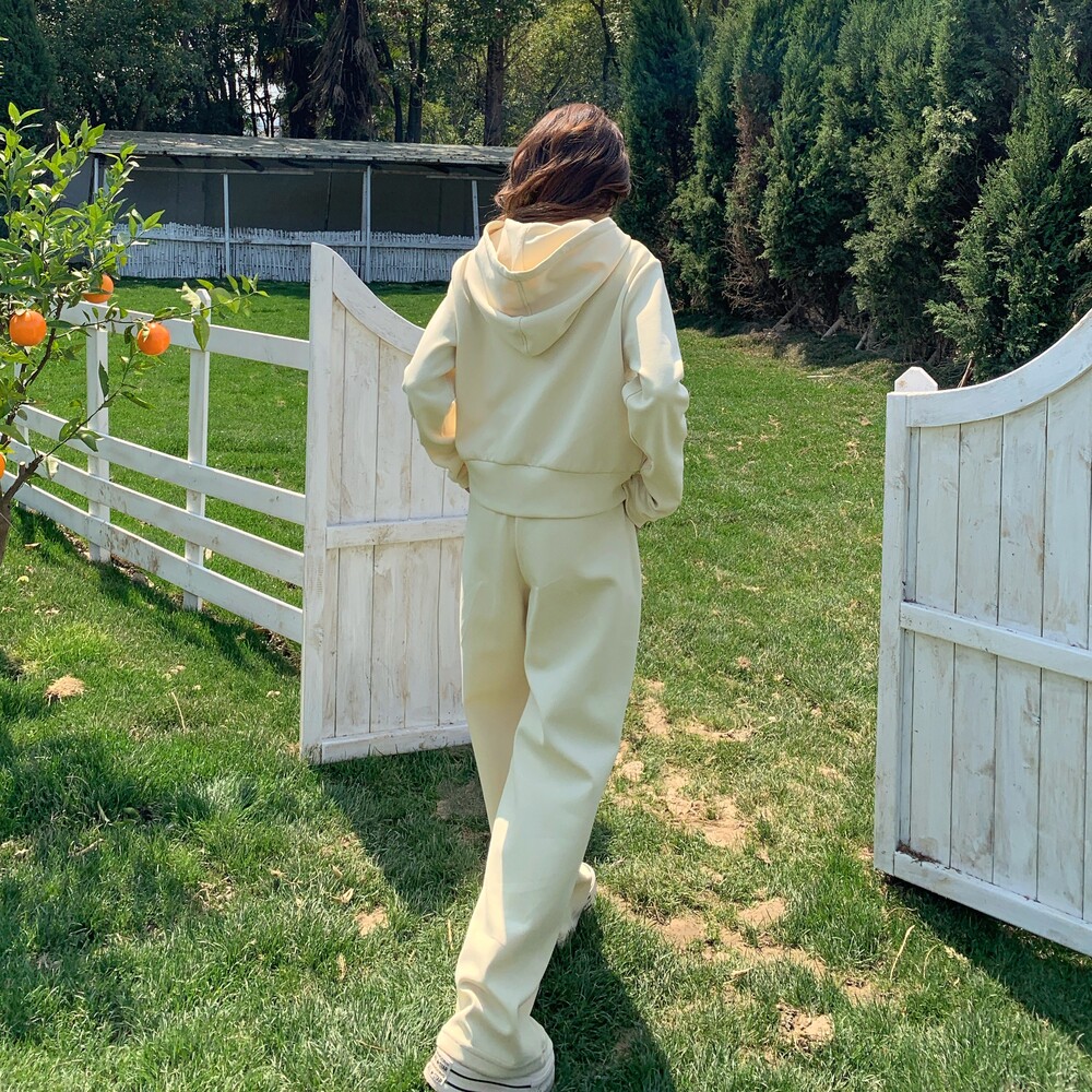 主推款现货黄色连帽针织卫衣套装女2D036-8023-p165-k238,女装套装/套裙,2D036