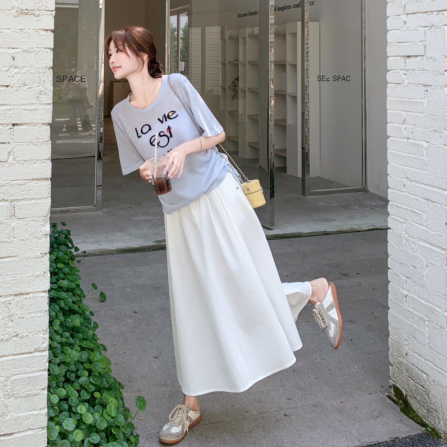 休闲减龄T恤半身套装女夏2025淡人两件套气质巨好看甜美夏日绝美,女装套装/套裙,2C166