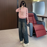 女秋季粉色短款卫衣显瘦牛仔裤两件套，女装套装/套裙，2C310
