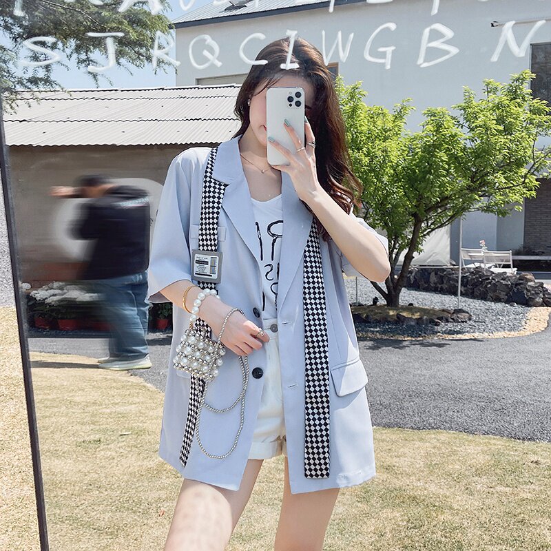 甜辣白色西装外套女春秋2025新款秋装女装设计感炸街宽松气质西服,女装西装,2C058