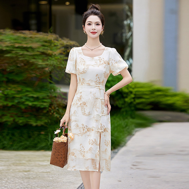 2025新款中式改良旗袍高级感修身显瘦连衣裙,女装连衣裙,衣佳和