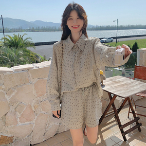 复古港风新中式欧美风时尚套装短裤网红嬉皮部落风蕾丝春秋长袖图片