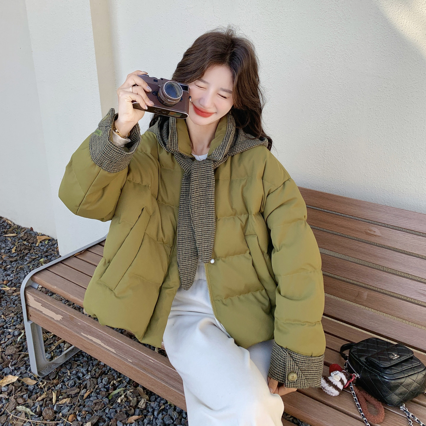 绿色设计感连帽羽绒服女2025年冬季新款超好看洋气保暖白鸭绒外套,女装羽绒服,2C227