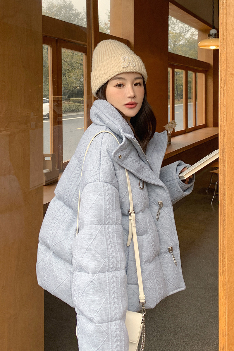 灰色面包服加厚保暖女设计感90白鸭绒宽松厚外套2263P305控458,女装羽绒服,2C166