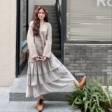 假两件拼接卫衣连衣裙女2025秋季新款慵懒风宽松减龄小个子蛋糕裙，女装连衣裙，2C206