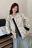 2025新款秋季刺绣两面穿皮衣外套女碎花新中式国风百搭pu皮短夹克，女装短外套，2C166