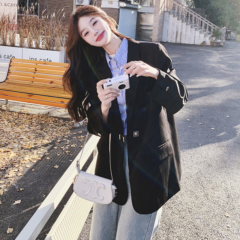 黑色烫钻西装外套女2025年春季新款韩系设计感时髦洋气小个子西服，女装西装，2C069