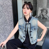 2025春季女装新款个性时尚风牛仔短款马甲女，女装马甲，2C233