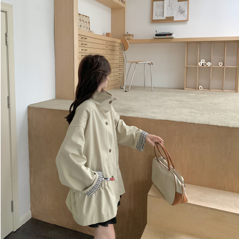 2026新款春装现货设计感休闲短风衣宽松舒适外套P160k218,女装风衣,2D146