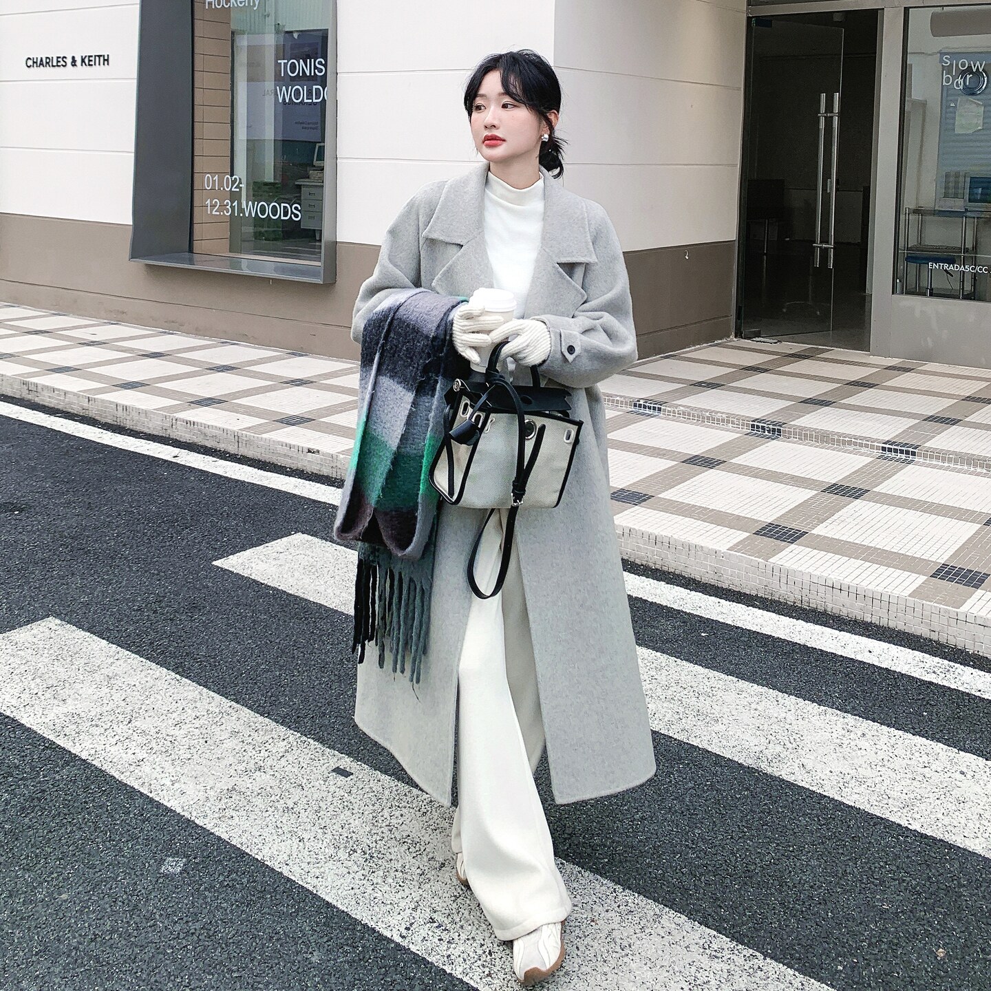 双面羊绒大衣女2025年冬季新款温柔风宽松系带高级感长款羊毛外套图片