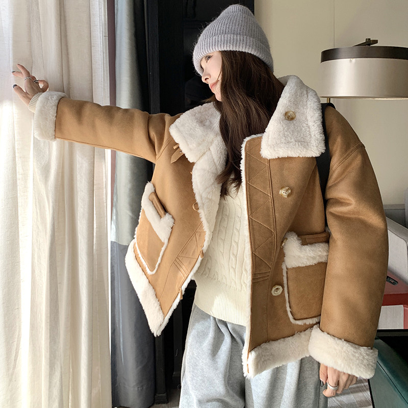 ：冬装新款高级感加厚两面穿皮毛一体外套2C135-6825P215K288,女装皮草,2C135
