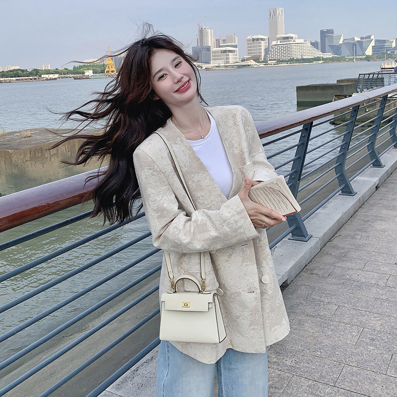 现货 休闲减龄V领提花西装外套2C117-1723P140K198图片