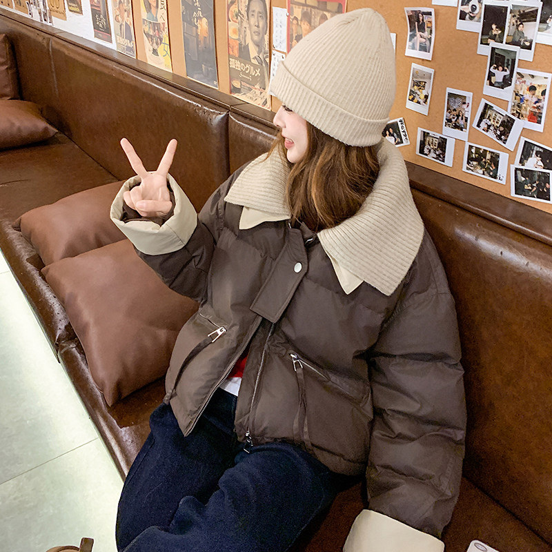 现货！2025冬装新款50绒短款咖色羽绒服2C056-6867-P245控348,女装羽绒服,2C056