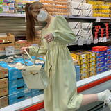 现货2025春季新款韩系浪漫抹茶仙女裙子2C057-A35-P130-K195，女装连衣裙，2C057