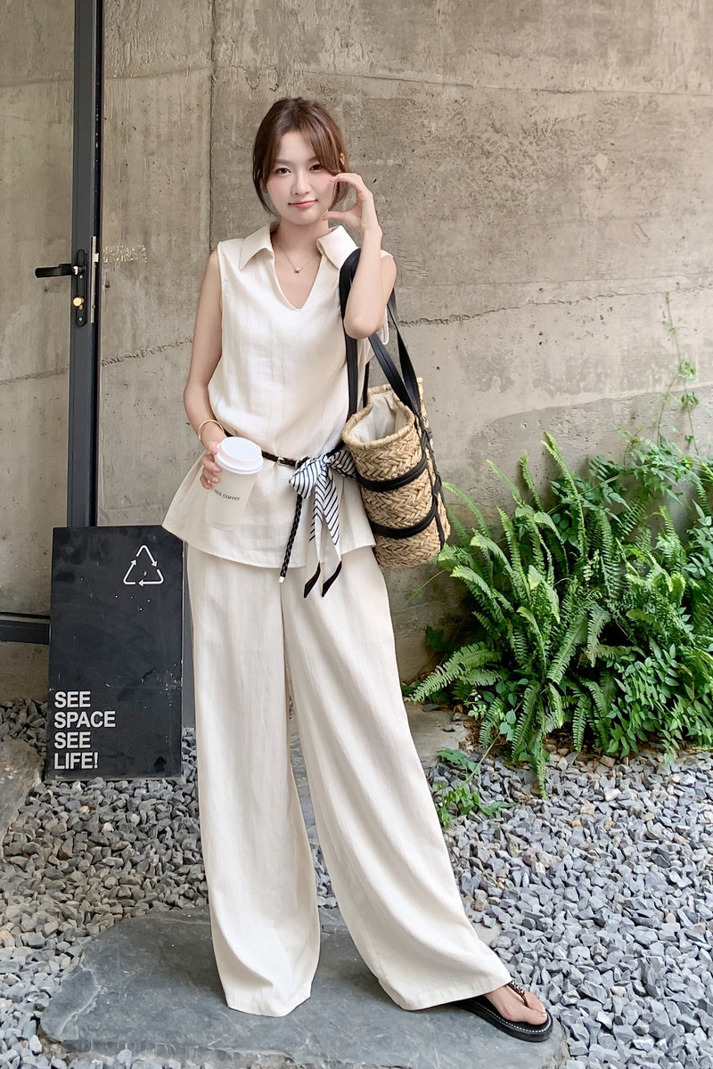 老钱风无袖马甲阔腿裤套装女夏2025新款巨好看两件套爆款流行超火,女装套装/套裙,2C227
