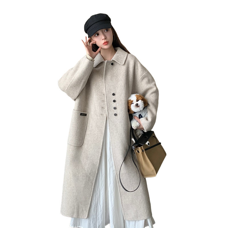 【新款】已出货有买家秀双面羊驼绒混色长毛大衣P260K388,女装毛呢外套,2C333
