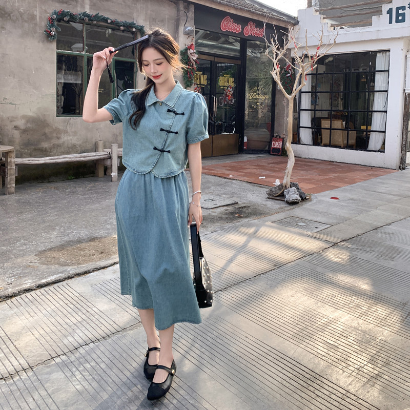 【现货】2025新款夏装女装新中式连衣裙套裙266-P130-K180,女装套装/套裙,2C266