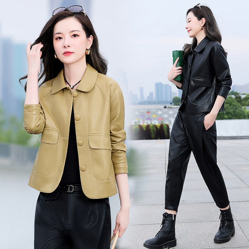 现货！皮衣外套女短款2025新款潮流时尚韩版宽松休闲皮夹克，女装皮衣，吾爱衣图片