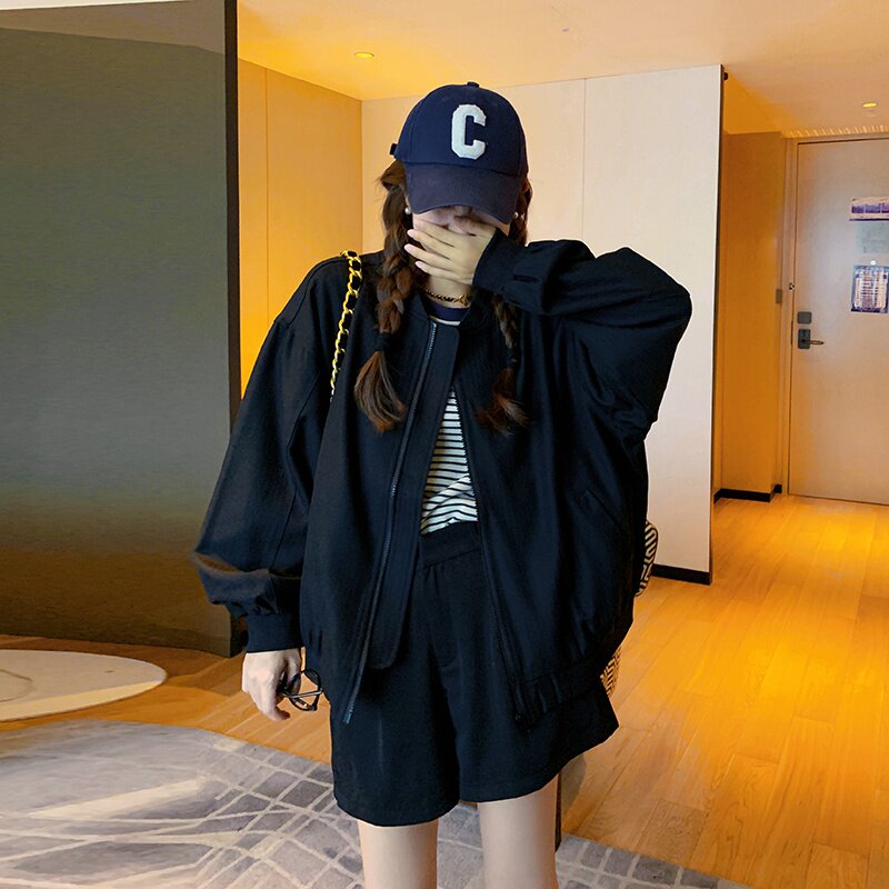 黑色棒球服外套女2025春季新款韩版高级感小个子百搭休闲夹克上衣图片