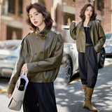 现货设计感皮衣外套女立领韩系百搭宽松显瘦炸街机车服短款上衣，女装皮衣，吾爱衣