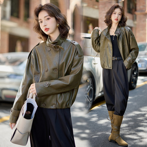 现货 设计感皮衣外套女立领韩系百搭宽松显瘦炸街机车服短款上衣图片
