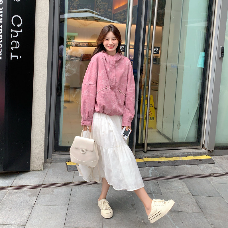 bao款现货2025新款秋装扎染粉休闲风衣外套266-p140-k205,女装短外套,2C266