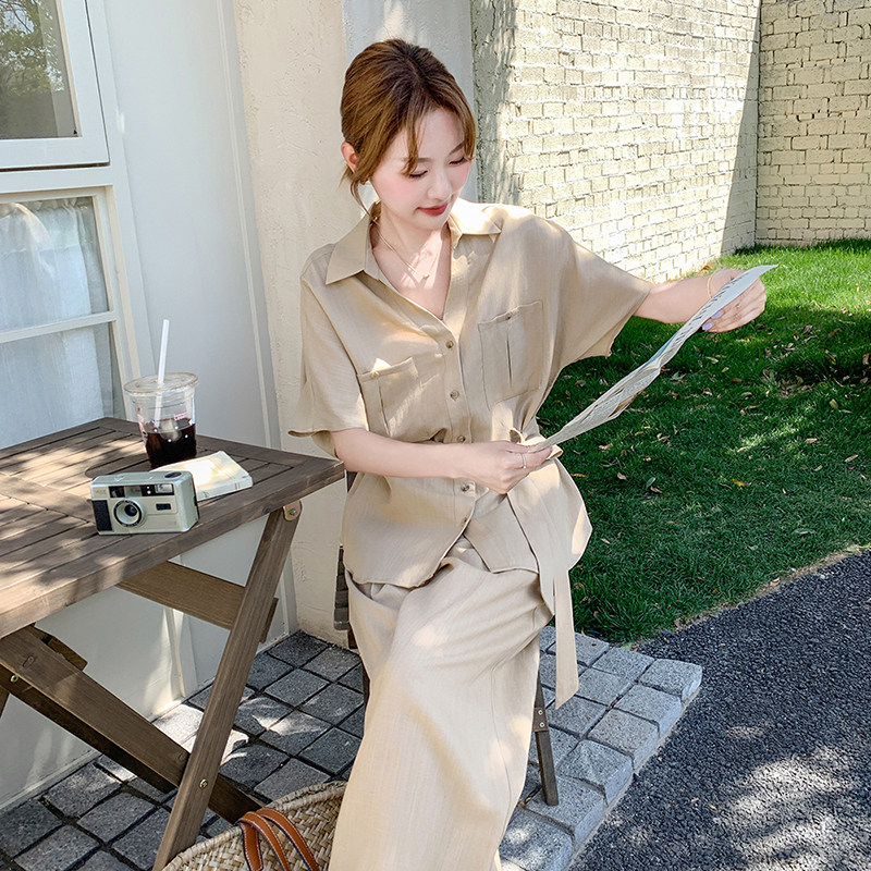 新品现货有买家秀麻料阔腿裤两件套2C139-8506-P175-K248,女装套装/套裙,2C139