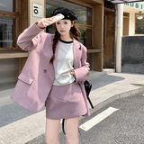 【春款现货】新品粉紫色复古西装套装088-7738P185K258，女装套装/套裙，2C088