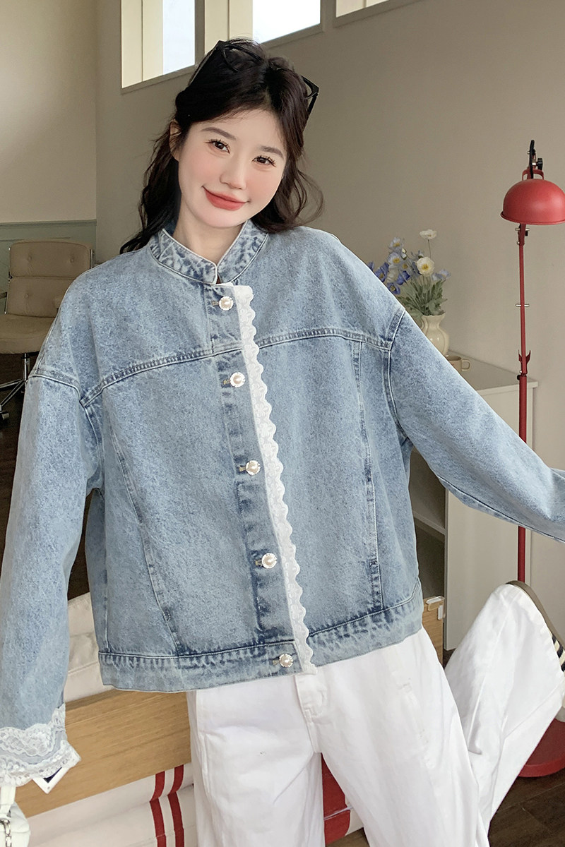 现货花边蕾丝拼接牛仔外套2C117-1752P155K228,女装短外套,2C117
