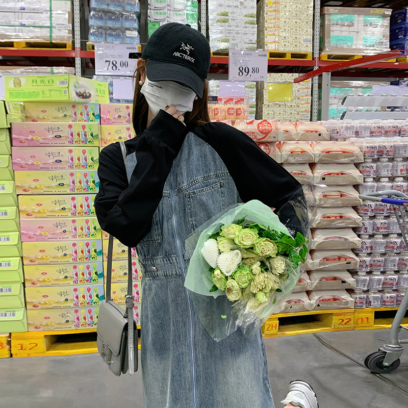 现货有买家秀2024时尚新款牛仔拼接连衣裙2C098-8922P140K198,女装连衣裙,2C098