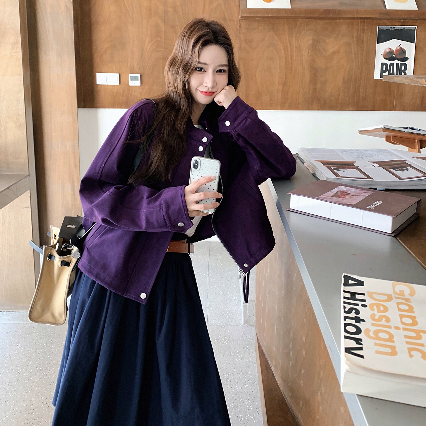 【新款】5天内出货加厚麂皮绒连身袖外套D63P155K238,女装短外套,2D008