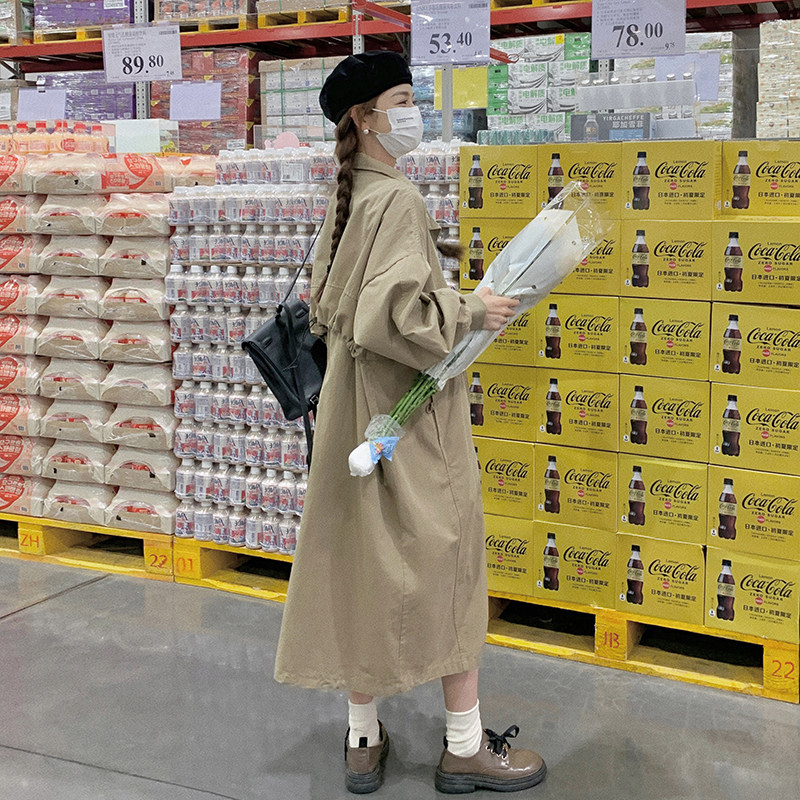 现货春秋新款欧版休闲气质中长款风衣P165K229,女装风衣,2C311