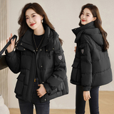羽绒服女短款2025年冬季新款小个子高端时尚洋气白鸭绒面包服外套，女装羽绒服，自然秀，女装羽绒服，自然秀
