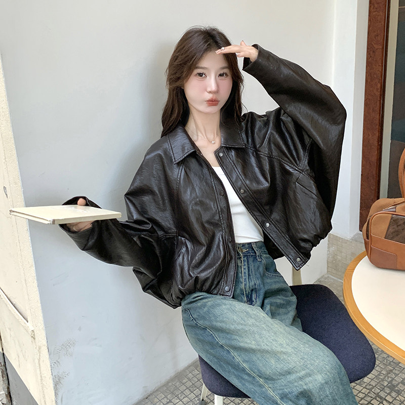 现货：2025年春秋季新款时尚百搭韩版皮衣外套2C135-6821P165K238,女装短外套,2C135