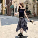 现货：夏装新款时尚斜肩肩T恤＋不规则半身裙2C135-8868P155K228，女装套装/套裙，2C135
