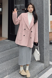 2025冬季新款韩系西装领设计感粉色外女c057-A06-P195-K288，女装毛呢外套，2C057