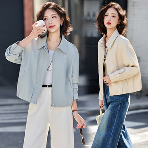 2026春季新款现货 韩版气质简约宽松百搭小个子皮衣短款小外套图片