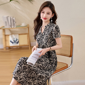 【现货】法式碎花连衣裙女玫瑰花系带收腰1C115-6222-P115-K258图片
