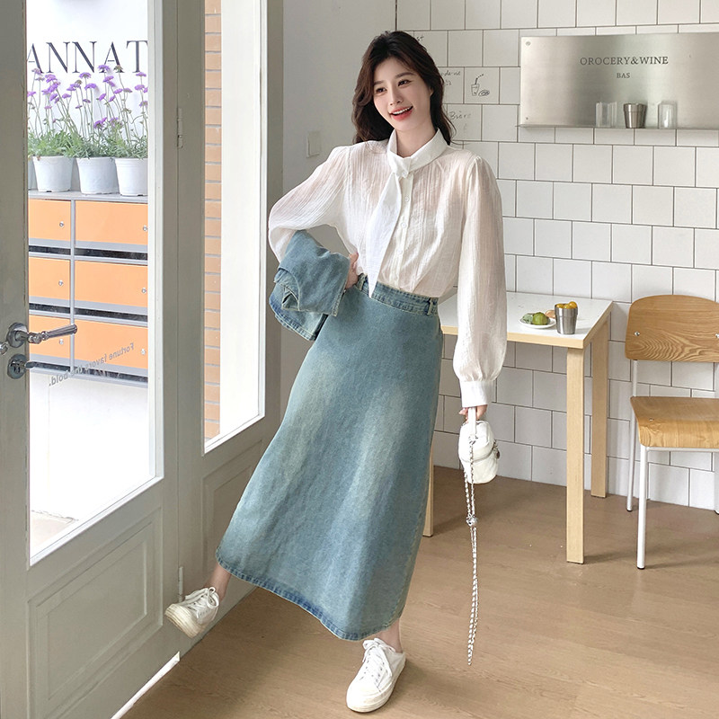 时尚牛仔小香风套装女2025春秋新款洋气减龄马甲小衫阔腿裤两件套,女装套装/套裙,2D078