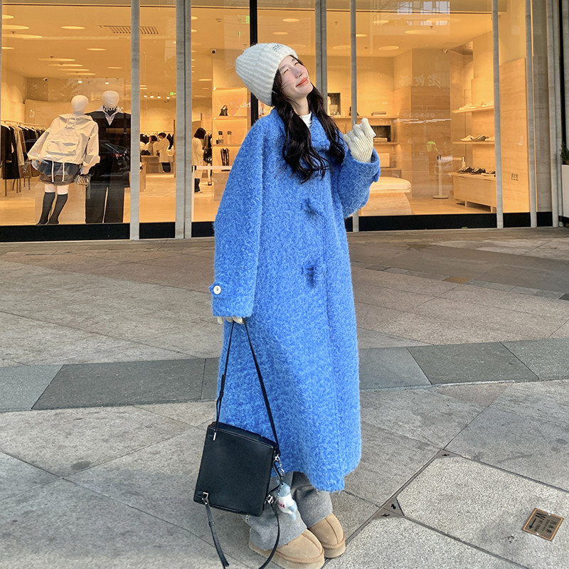 现货毛绒绒长款2色夹棉呢大衣外套2C117-1747P175K258,女装毛呢外套,2C117