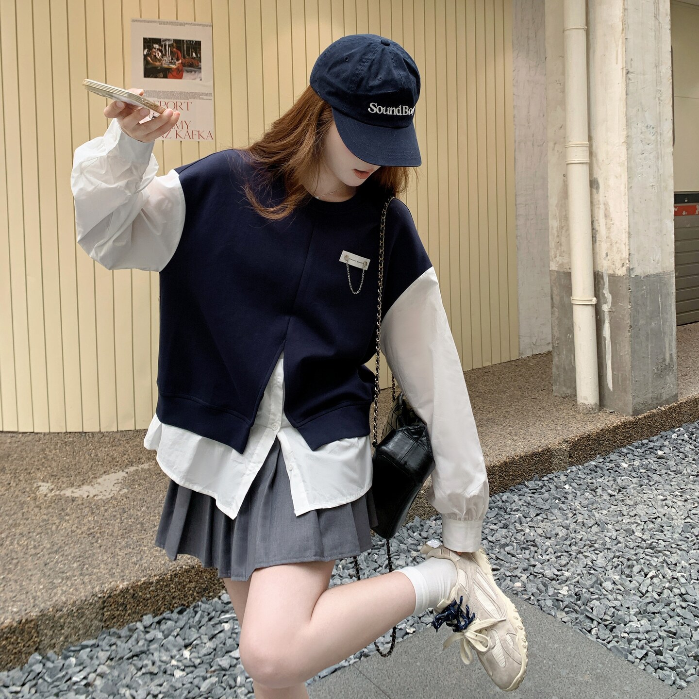 学院风假两件卫衣女2025秋季新款韩版减龄设计感小众宽松长袖上衣,女装卫衣/绒衫,2C012