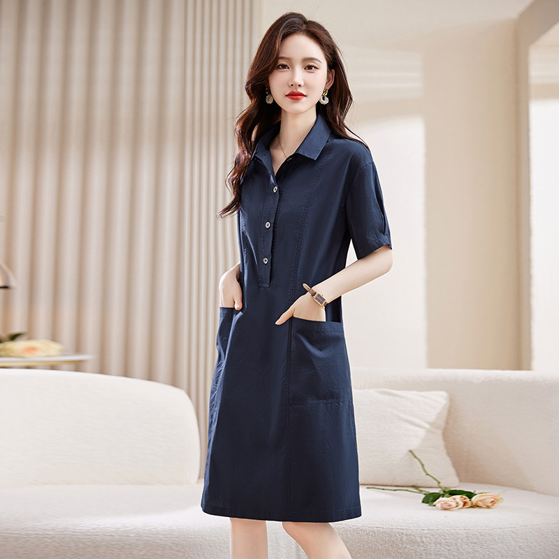 休闲女装连衣裙2025年夏季新款时尚洋气棉衬衫裙子，女装连衣裙，新感觉,女装连衣裙,新感觉