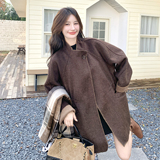 复古美拉德拼接双面呢大衣女秋冬2025新款小个子时髦流行超火外套，女装毛呢外套，2C092