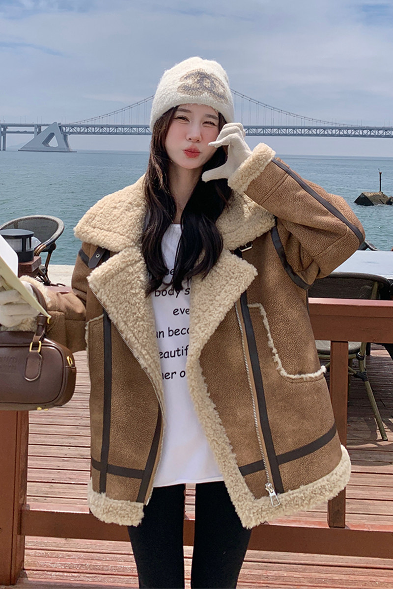 新款2025冬季皮毛一体机车服C022-9107-P210-K308,女装皮草,2C022