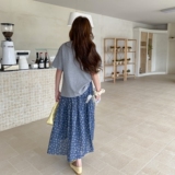 韩版学院风印花上衣半身裙套装女2025夏季新款减龄显瘦甜美两件套，女装套装/套裙，2C215