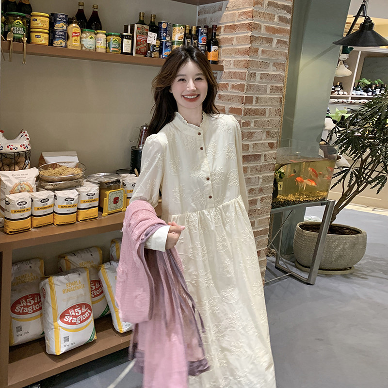粉色立体玫瑰罩衫套装连衣裙女春季法式温柔风超好看文艺两件套,女装套装/套裙,2C068