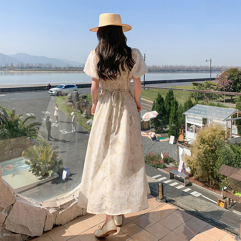茶歇法式V领碎花裙女2025夏季新款甜美减龄显瘦温柔风A字连衣裙潮,女装连衣裙,2C215