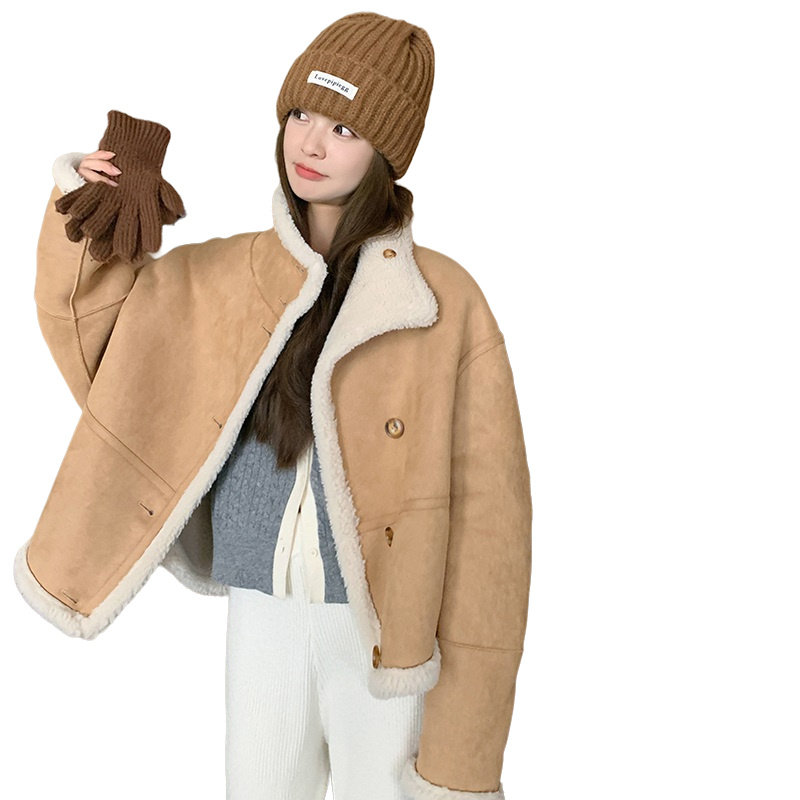新款现货牛皮绒皮毛一体两面穿机车服P185K278,女装短外套,2C333